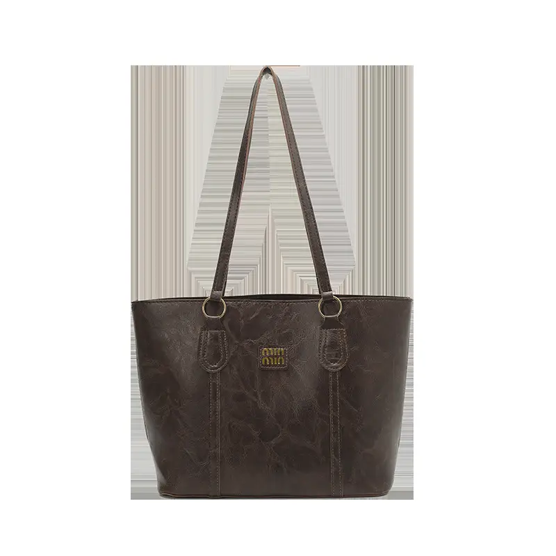 2025 Korean Style Brown Leather Tote Bag for Women - Image 7