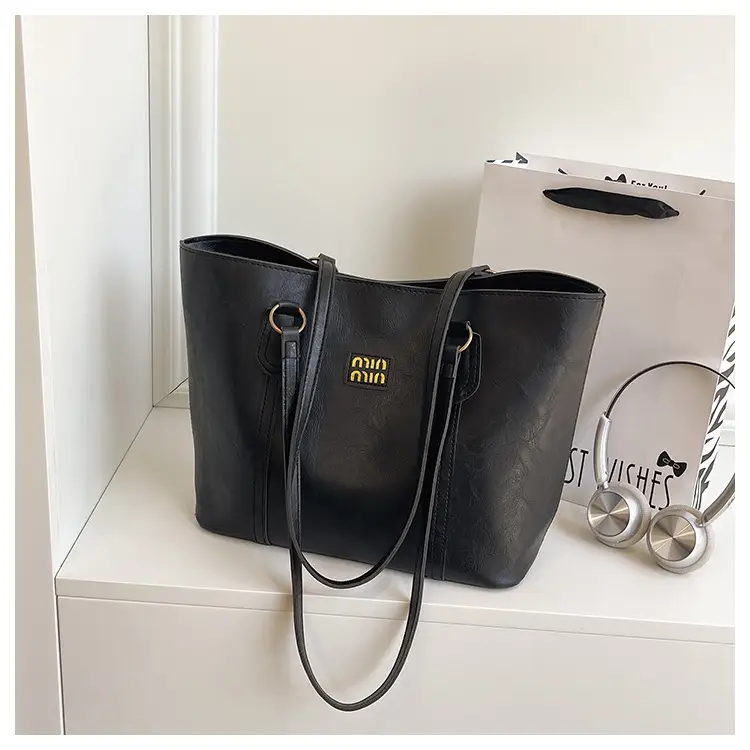 2025 Korean Style Brown Leather Tote Bag for Women - Image 2