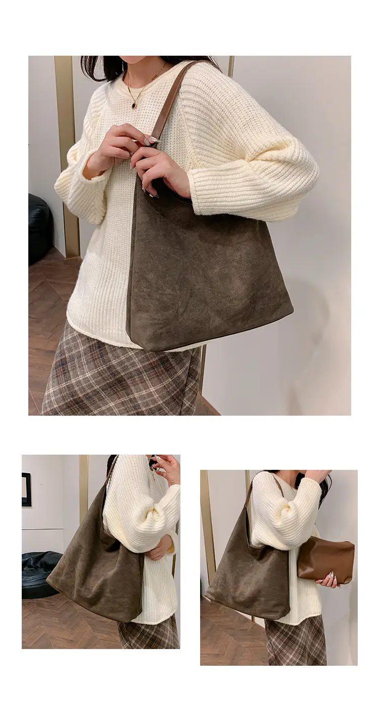 Large Capacity Velvet Shoulder Bag for Women 2025 Autumn — feature 9