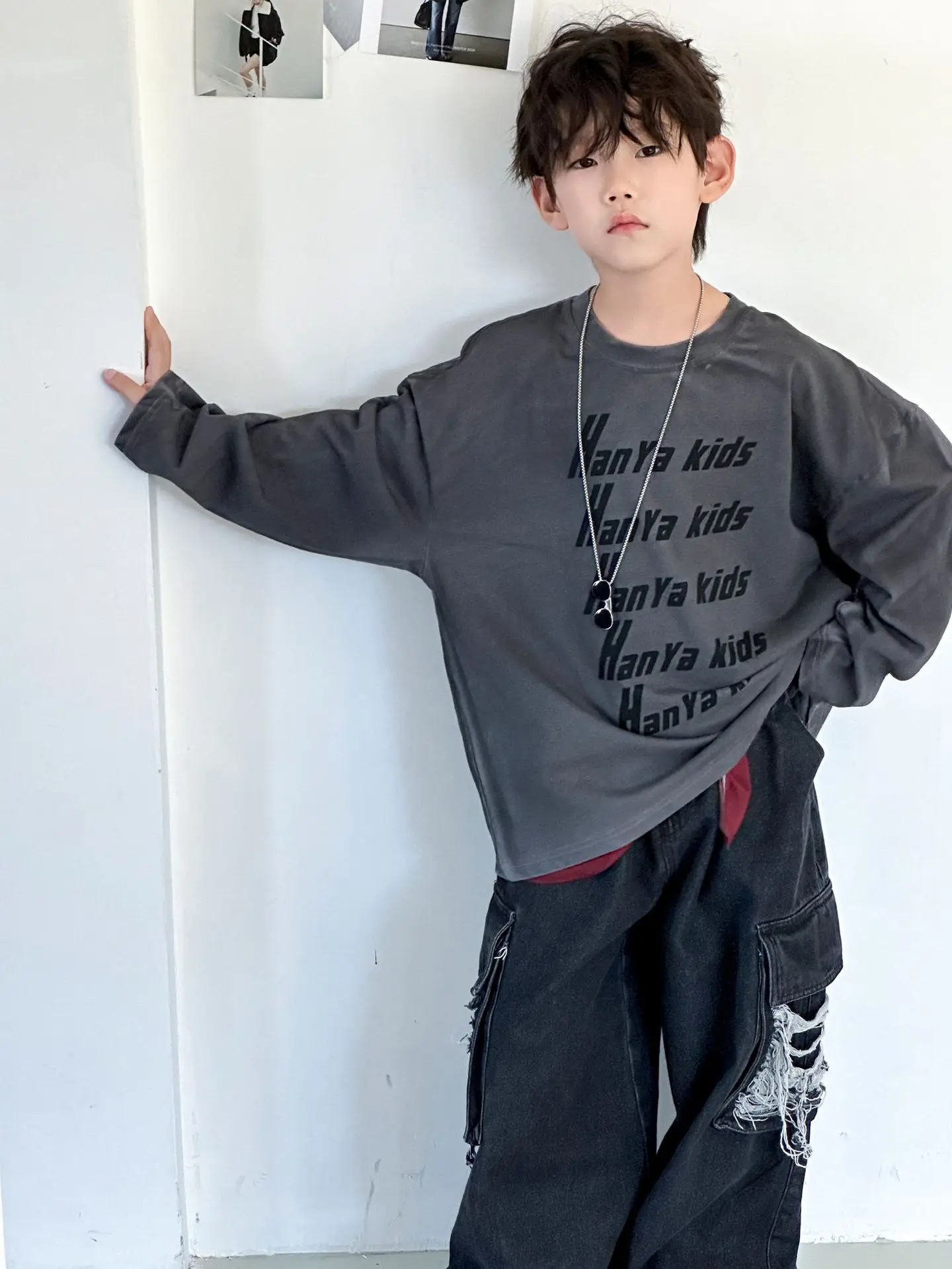 Boys Sweatshirt Kids Casual Long Sleeve Grey 2025 - Image 3