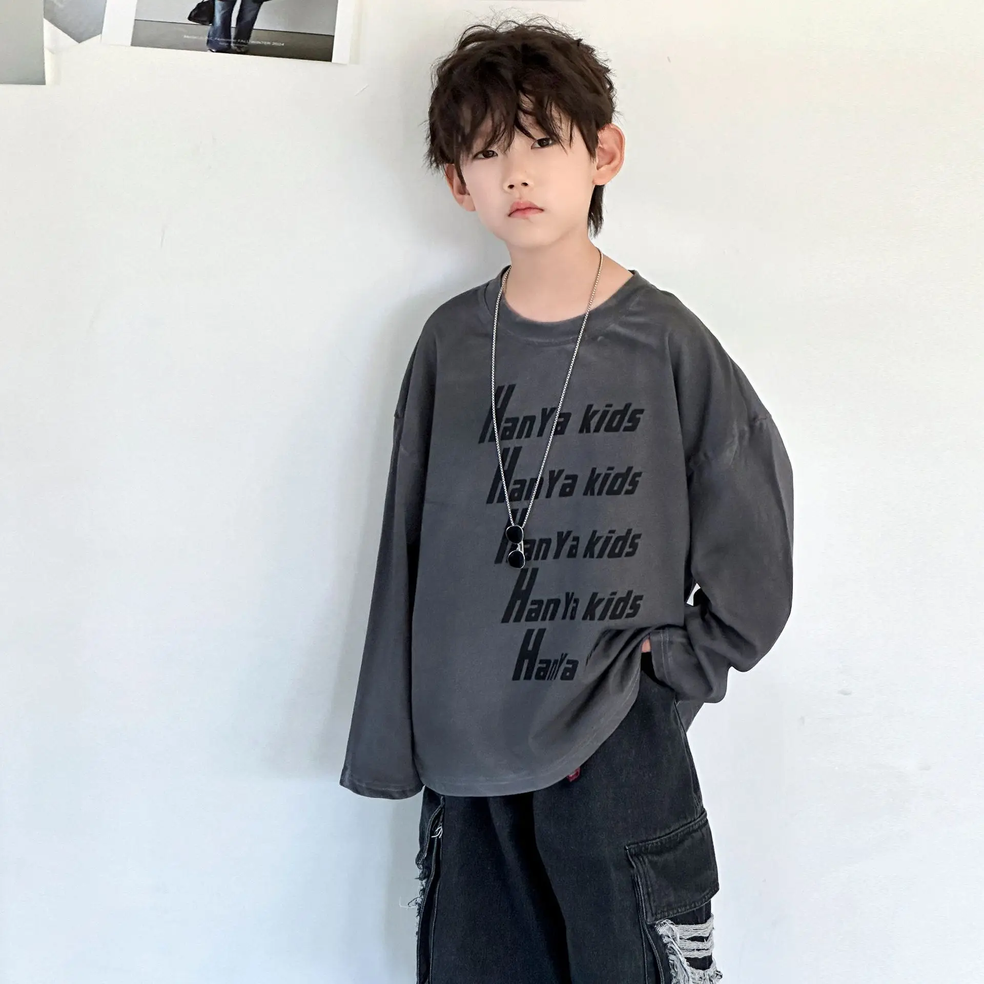 Boys Sweatshirt Kids Casual Long Sleeve Grey 2025 — feature 3