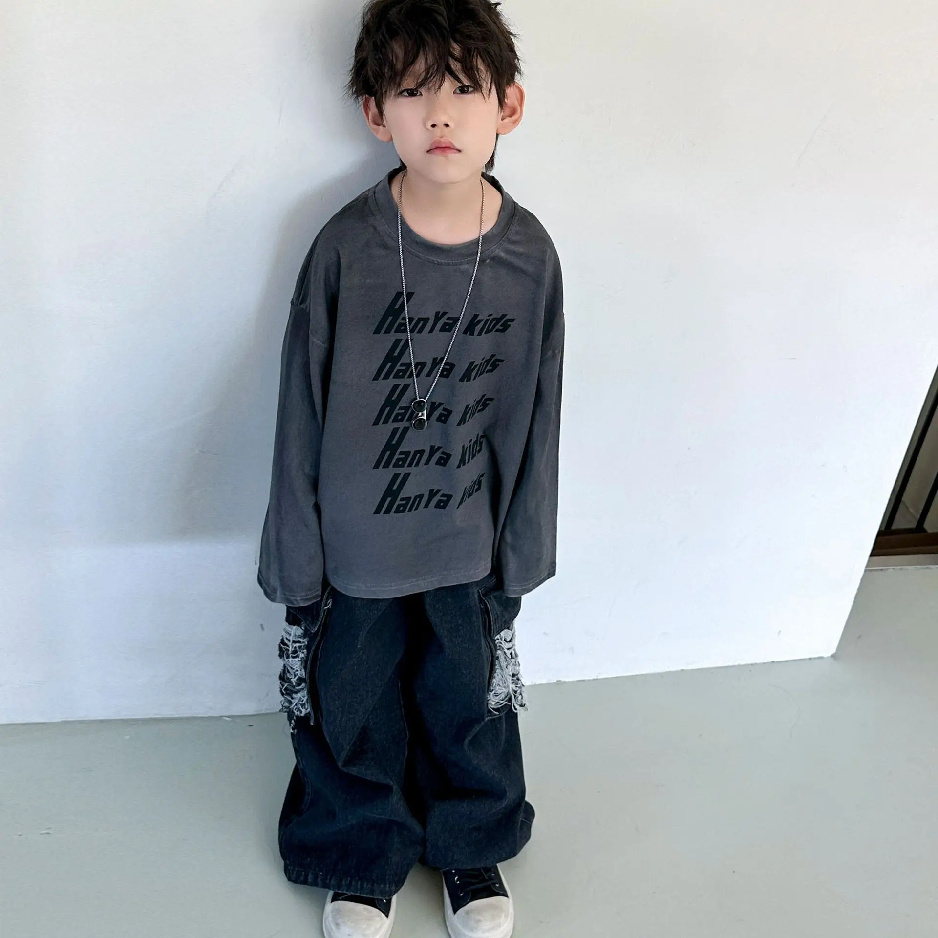 Boys Sweatshirt Kids Casual Long Sleeve Grey 2025 — feature 6