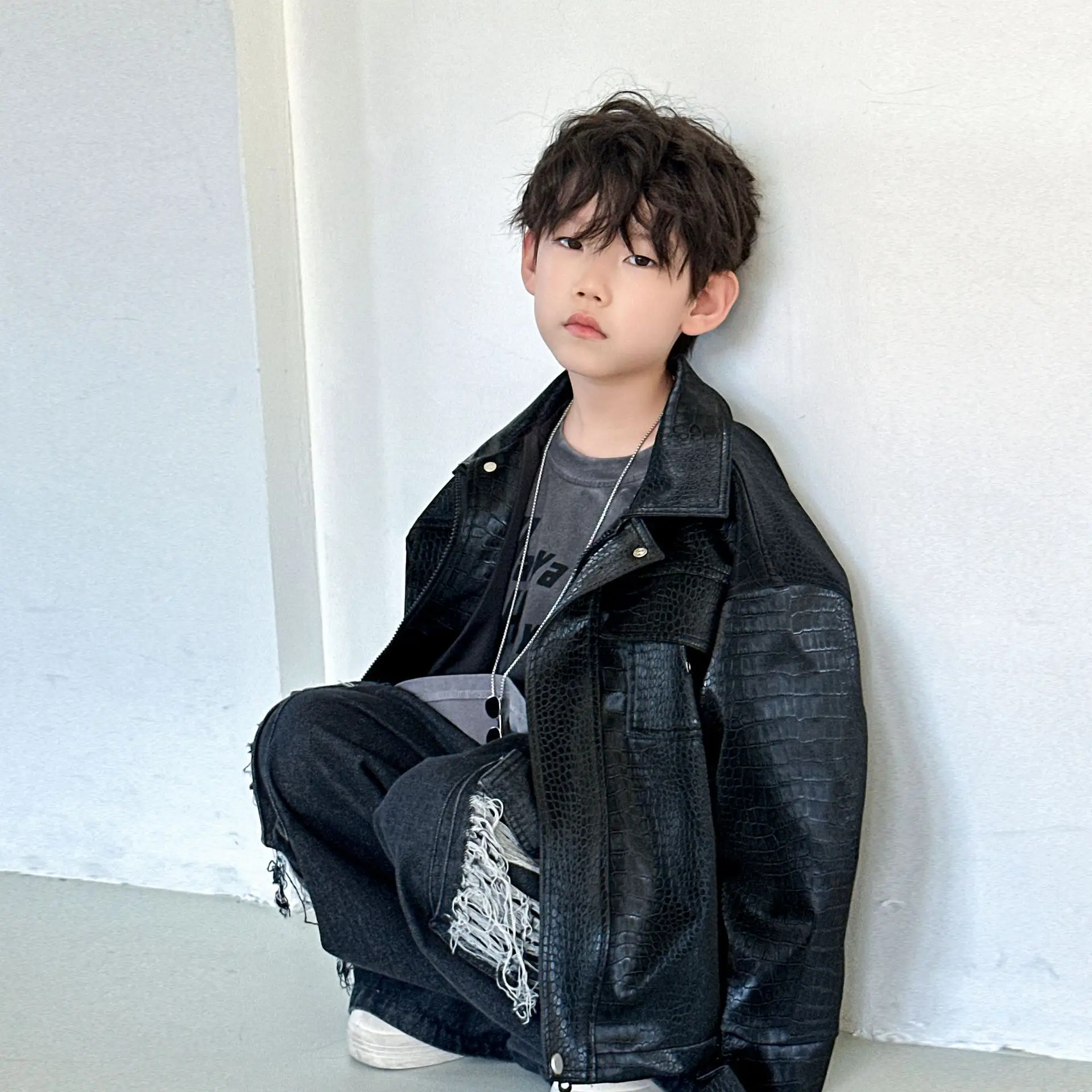 Boys Sweatshirt Kids Casual Long Sleeve Grey 2025 — feature 8