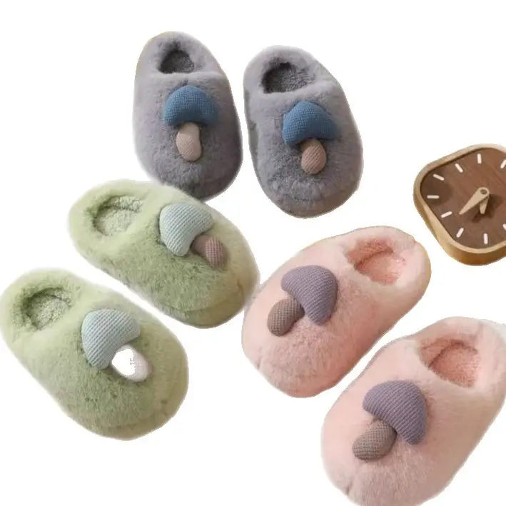 Source Factory Thick-Soled Mushroom Cotton Slippers for Women, Winter Couple Indoor Non-Slip Home Warm Furry Slippers - Image 13