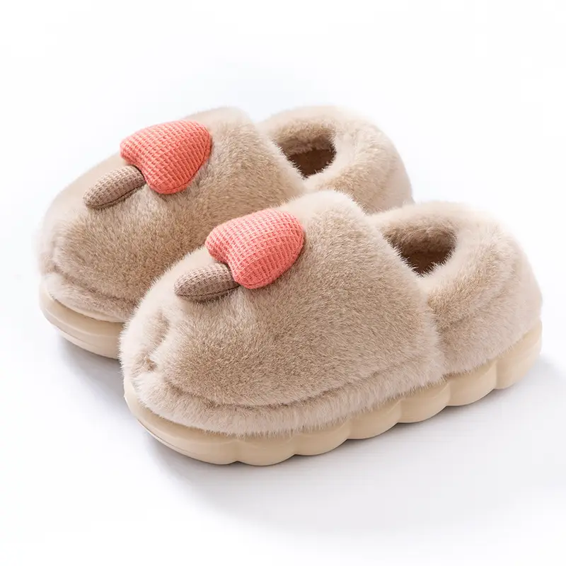 Source Factory Thick-Soled Mushroom Cotton Slippers for Women, Winter Couple Indoor Non-Slip Home Warm Furry Slippers - Image 5
