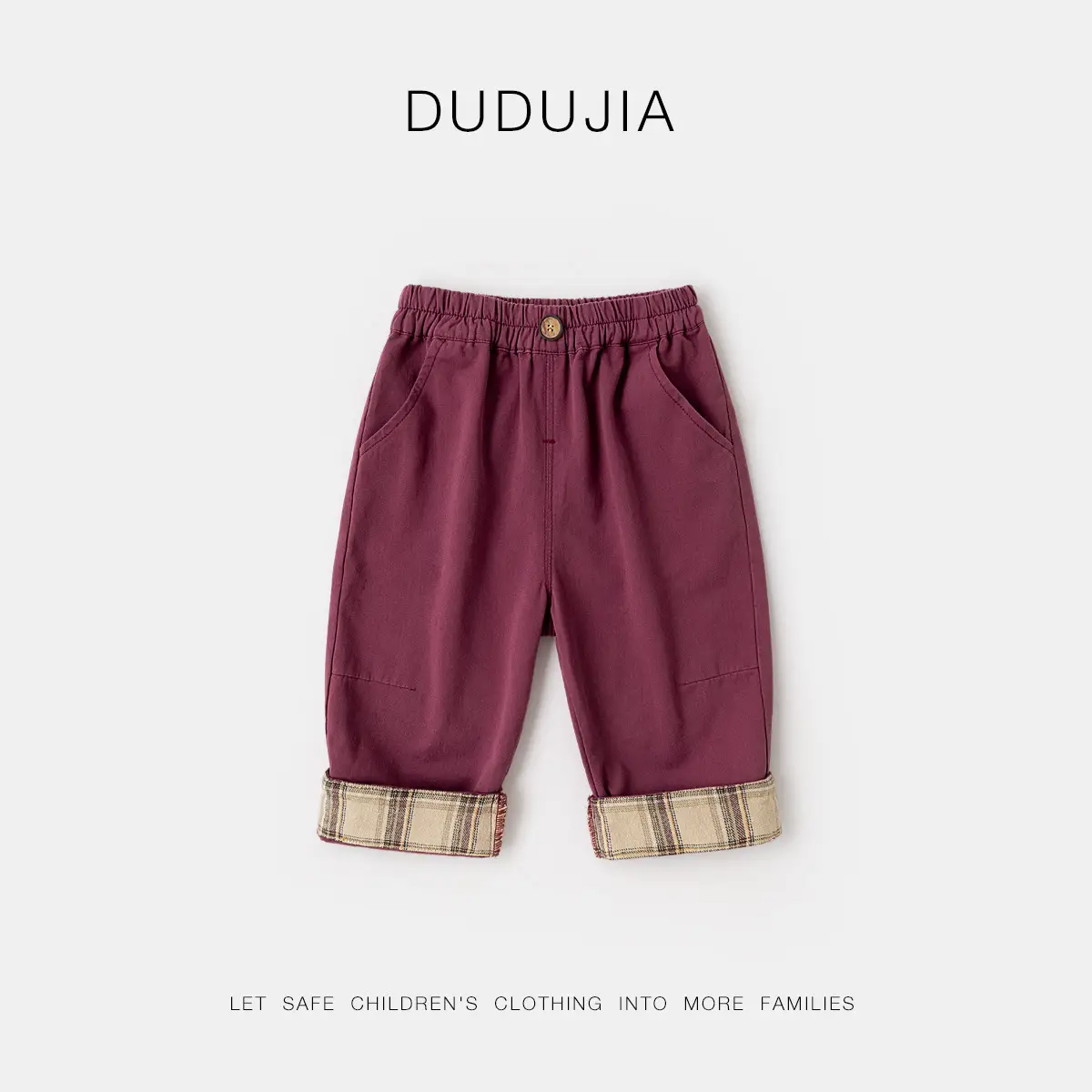 Dudu's Baby Cardigan Pants Black Plaid Cuff - Image 5