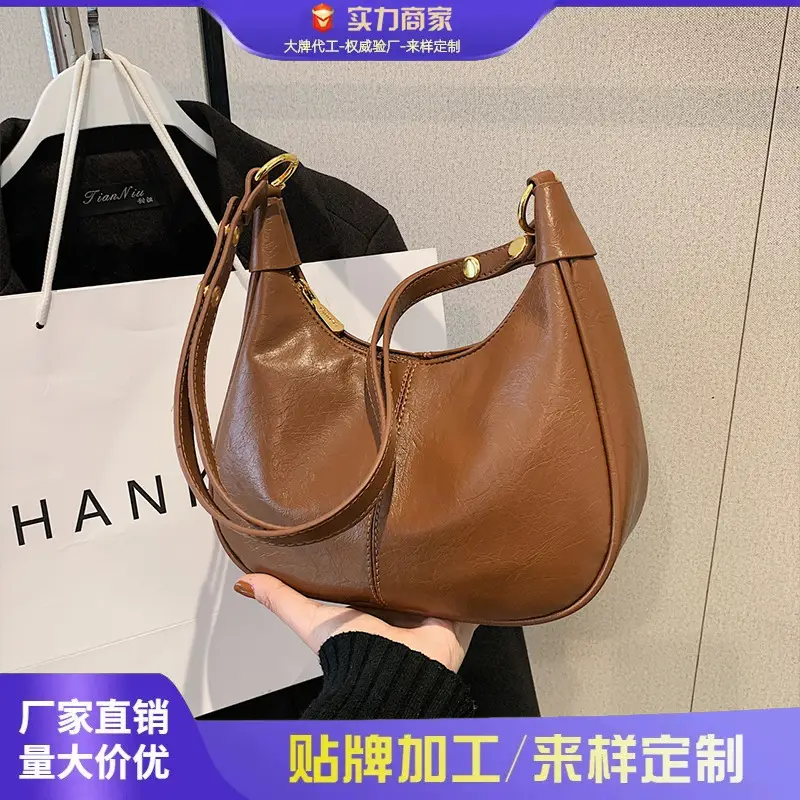 Retro Brown Leather Shoulder Bag Women 2025 - Image 5