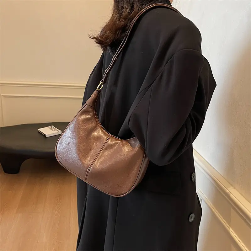 Retro Brown Leather Shoulder Bag Women 2025 - Image 6