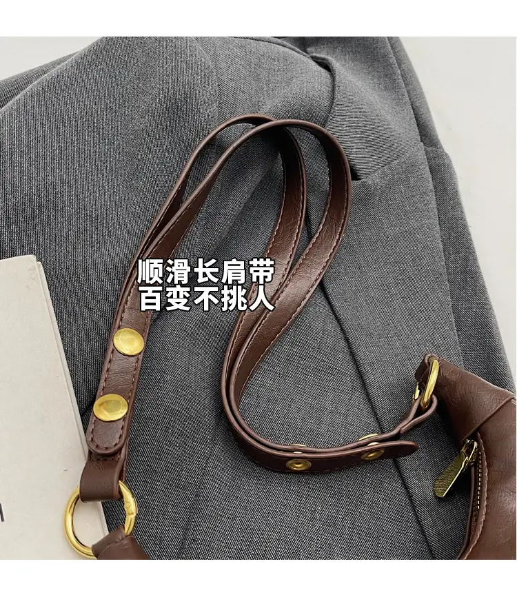 Retro Brown Leather Shoulder Bag Women 2025 — feature 5