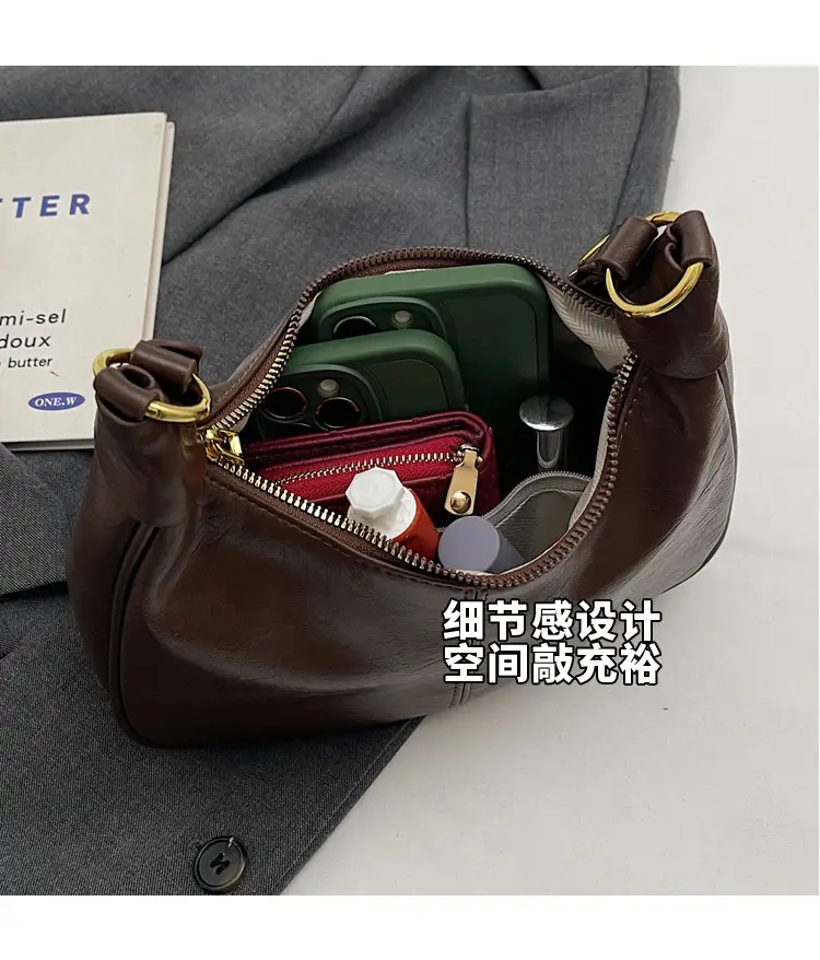 Retro Brown Leather Shoulder Bag Women 2025 — feature 9