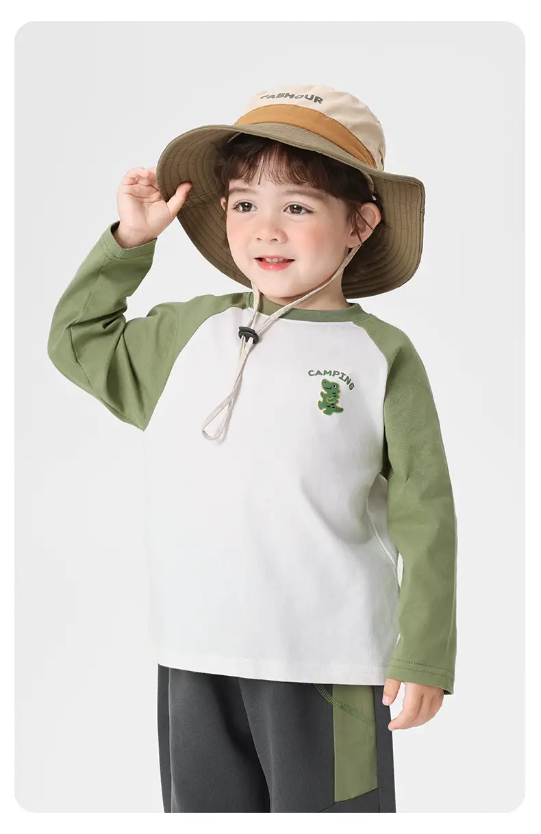 Kids Pure Cotton Long Sleeve T-Shirt Spring Outfit — feature 23