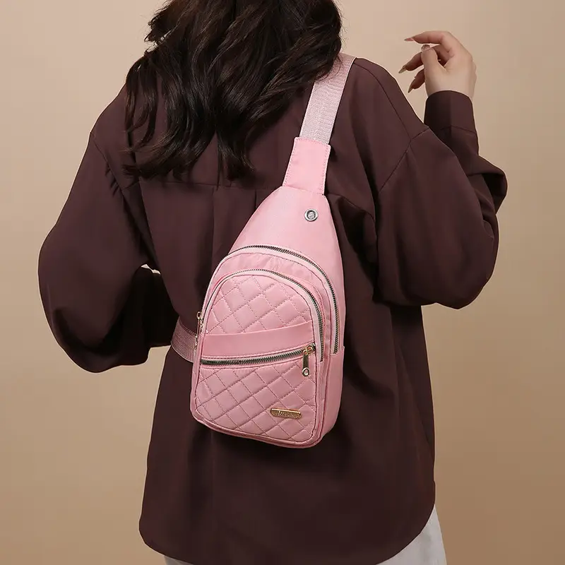 Women's Multi-Layer Crossbody Bag Purple Rhombus Design - Image 8