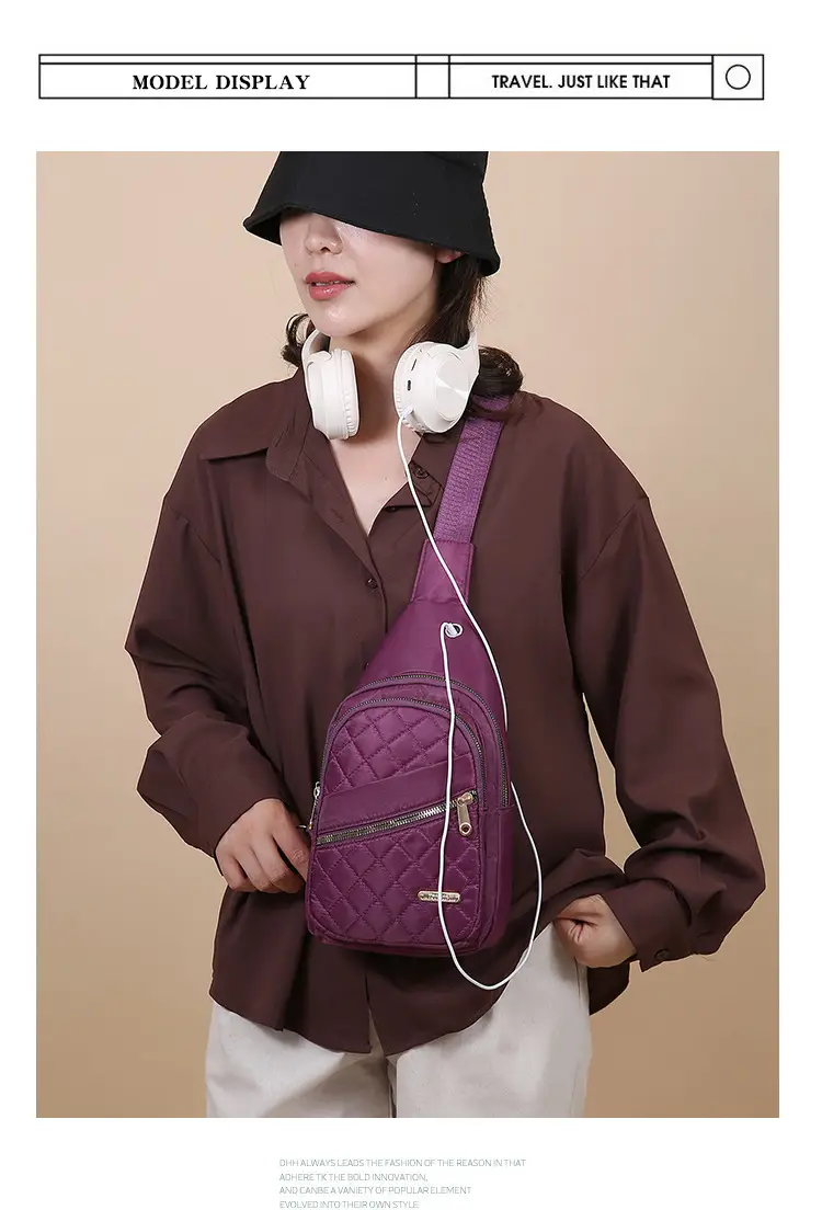 Women's Multi-Layer Crossbody Bag Purple Rhombus Design — feature 20