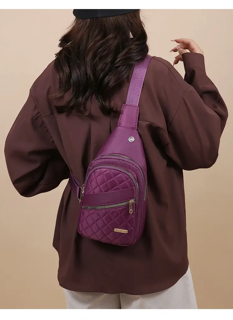 Women's Multi-Layer Crossbody Bag Purple Rhombus Design — feature 22