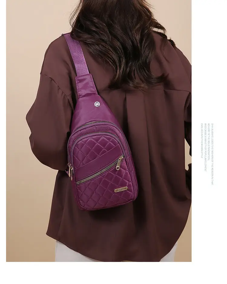Women's Multi-Layer Crossbody Bag Purple Rhombus Design — feature 23