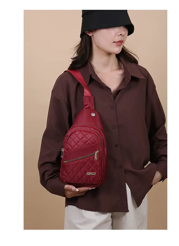 Women's Multi-Layer Crossbody Bag Purple Rhombus Design — feature 27