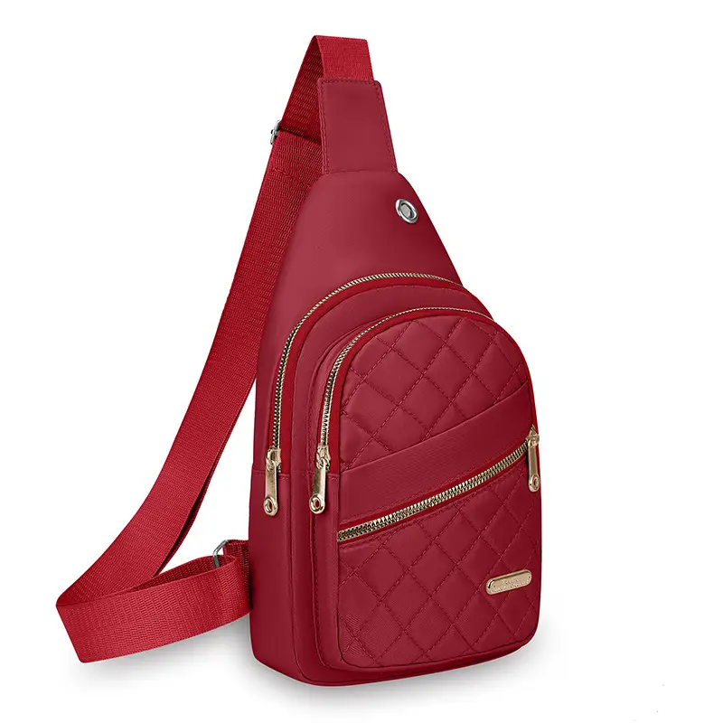 Women's Multi-Layer Crossbody Bag Purple Rhombus Design - Image 2