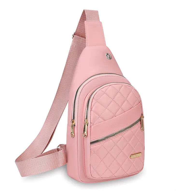 Women's Multi-Layer Crossbody Bag Purple Rhombus Design - Image 5