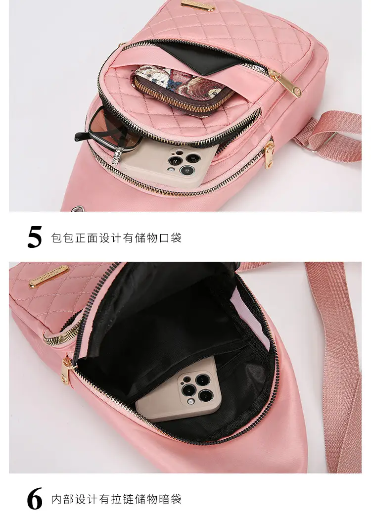 Pink Rhombus Crossbody Bag for Women Large Capacity — feature 21