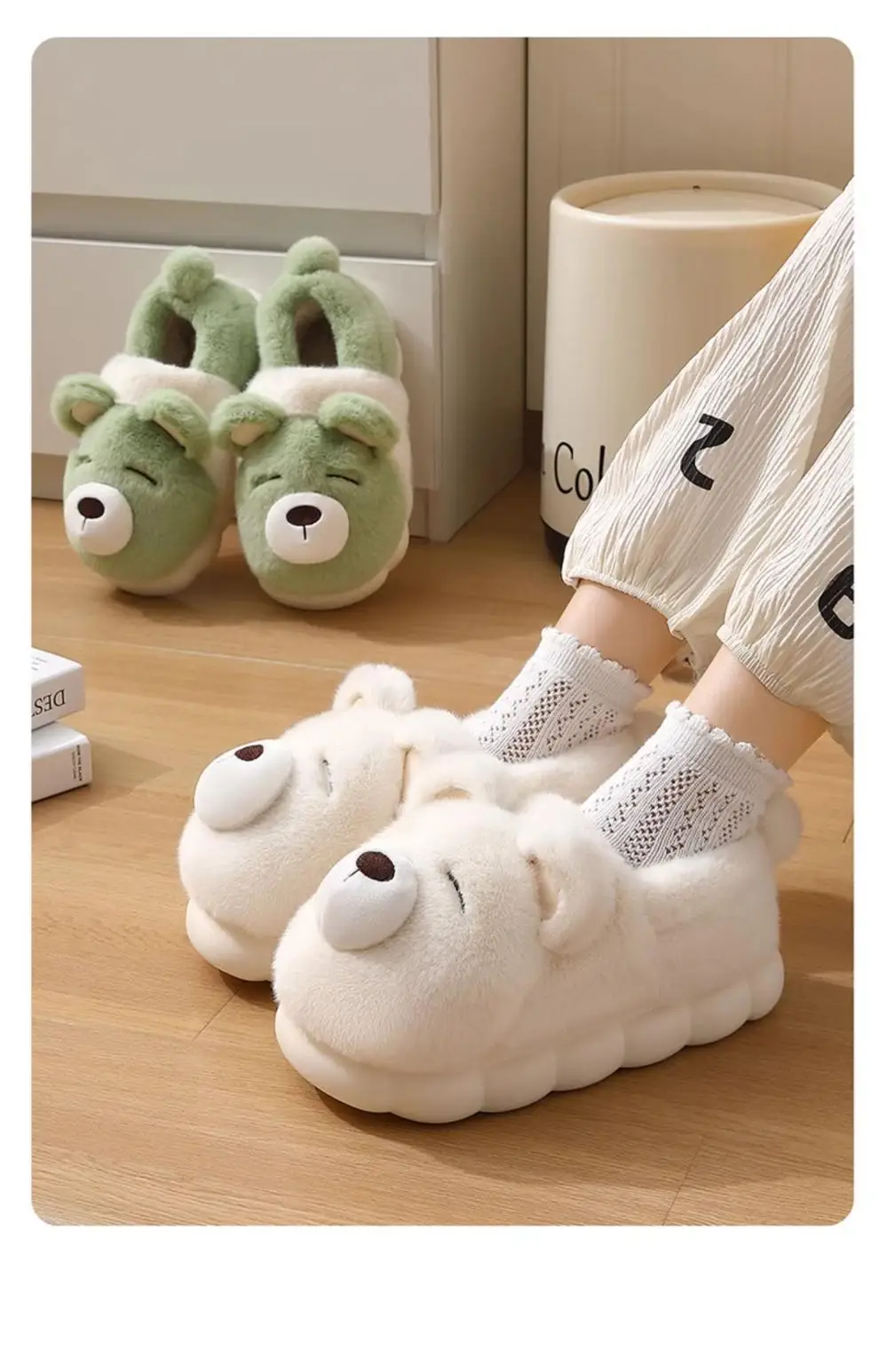 Women's Winter 2024 New Style Cotton Slippers with Poop Feeling, Indoor Home Cute Plush Warm Couple Cotton Shoes — feature 14