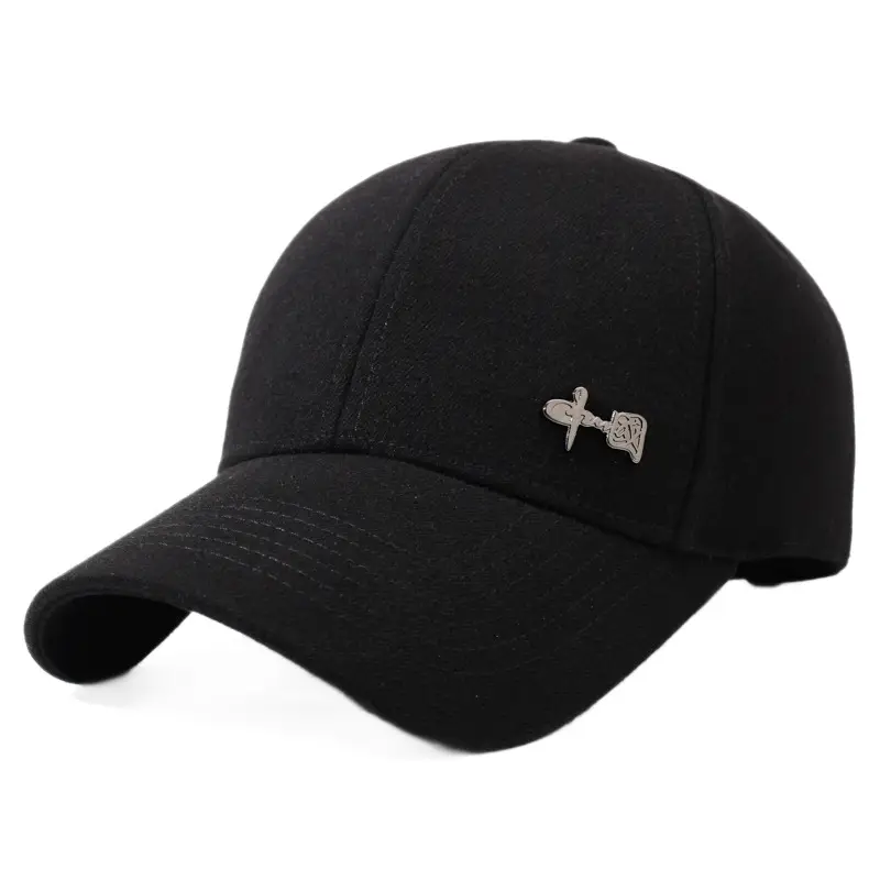 Men's Black Baseball Cap with Logo Outdoor Use