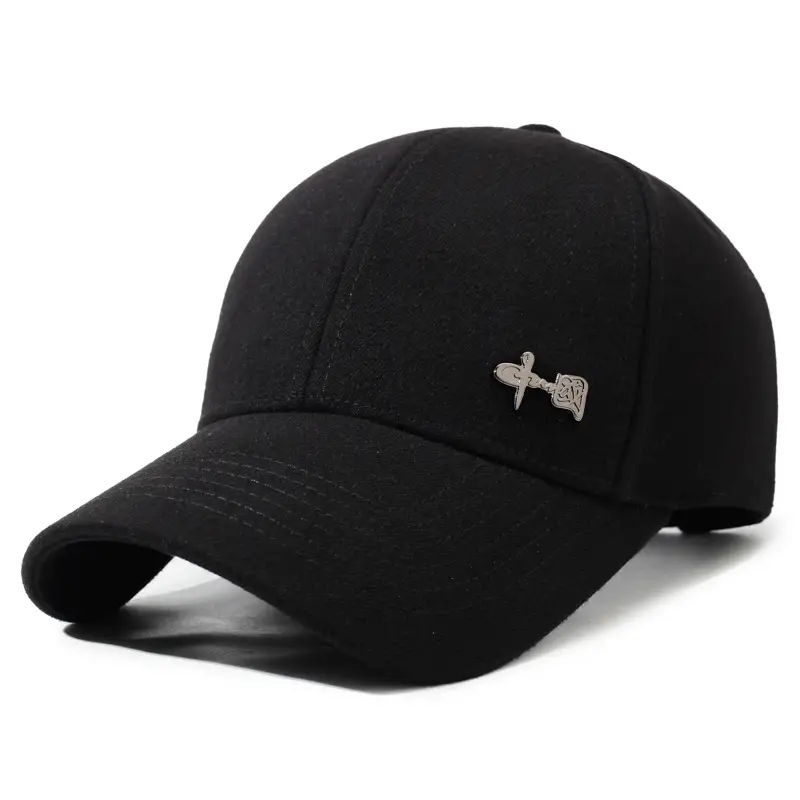 Men's Black Baseball Cap with Logo Outdoor Use