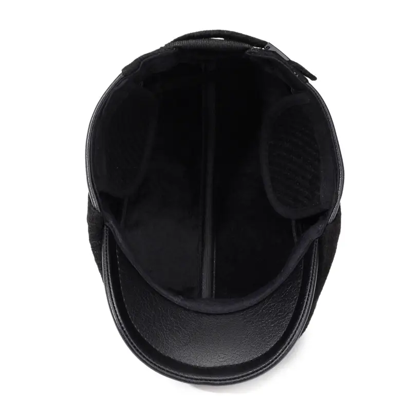 Elderly Men Black Duckbill Cap Winter Fleece Warm Ear Protector - Image 5
