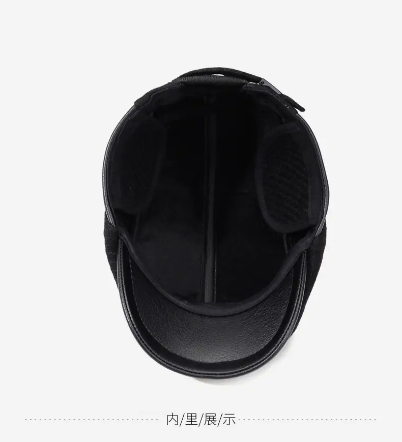 Elderly Men Black Duckbill Cap Winter Fleece Warm Ear Protector — feature 13