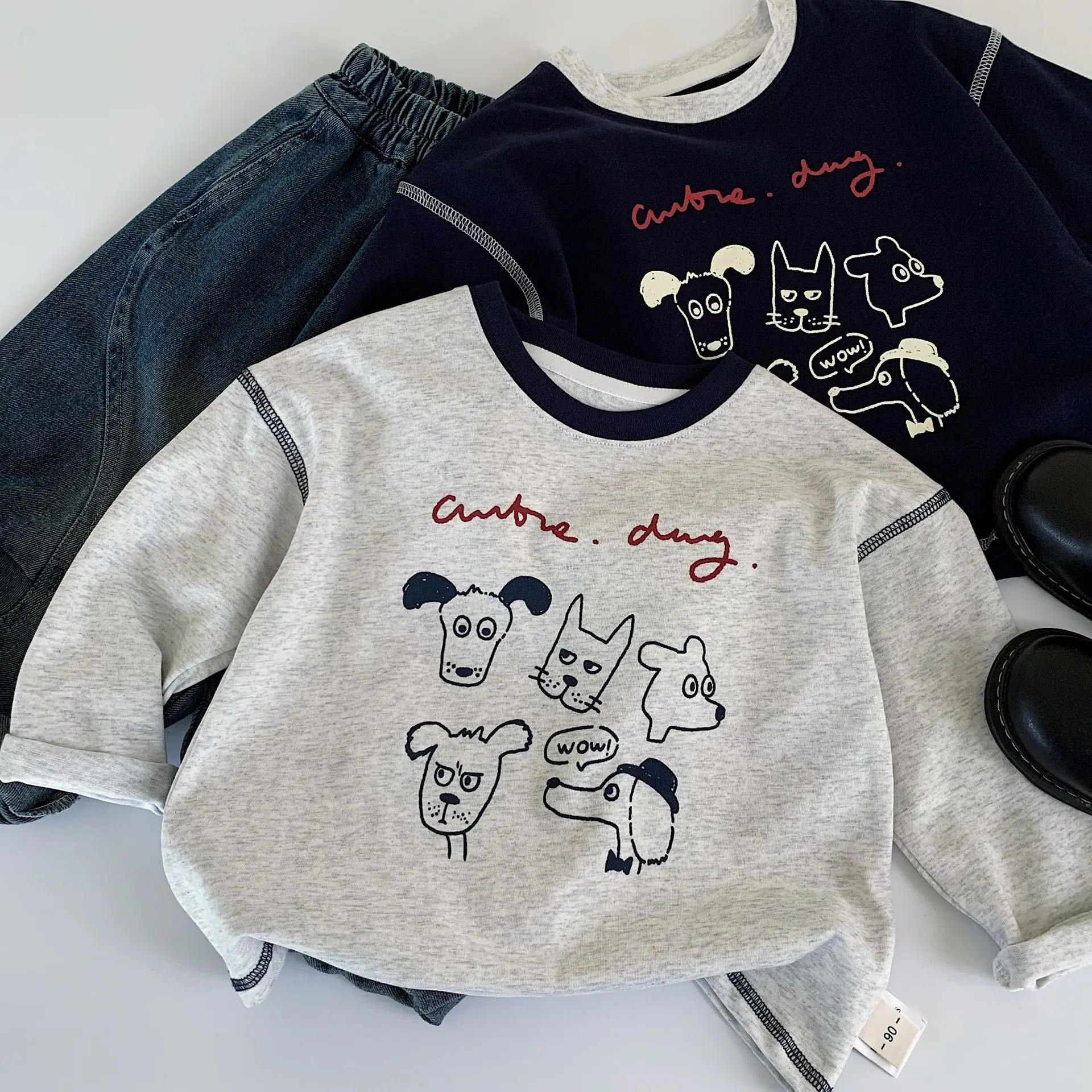 Mai Bao Boys T-Shirt 2026 Spring New Korean Style Cartoon Print Top