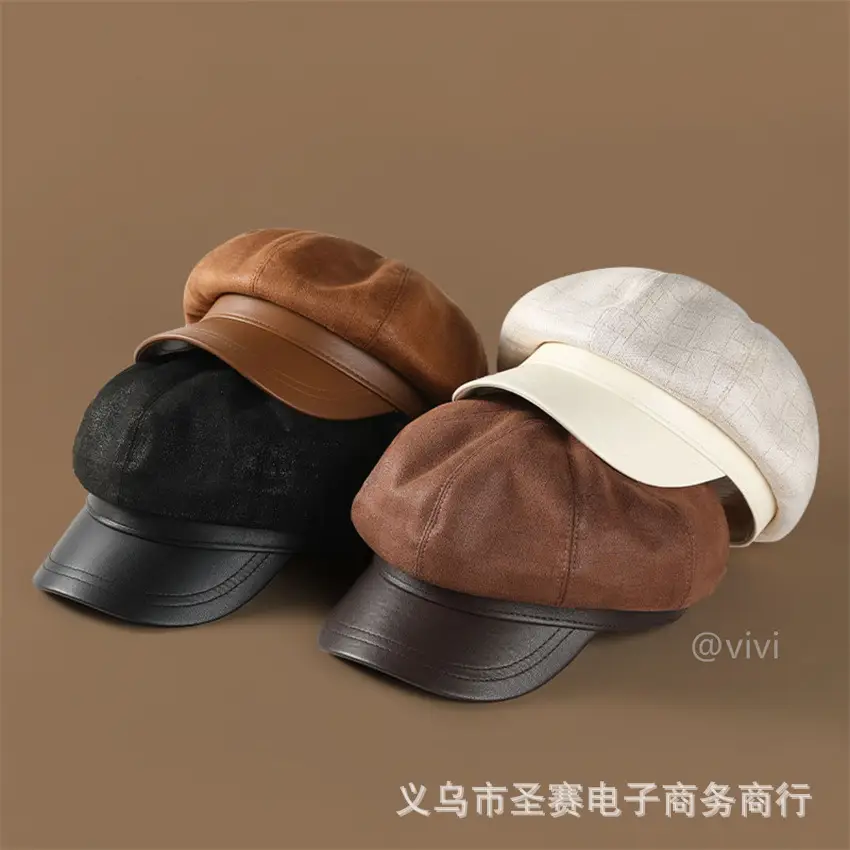 Women Duckbill Beret Hat Brown New Autumn Winter - Image 7