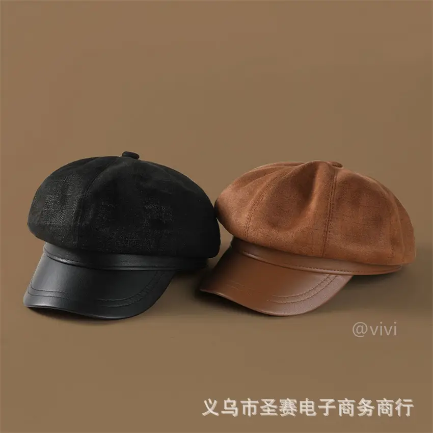 Women Duckbill Beret Hat Brown New Autumn Winter - Image 8
