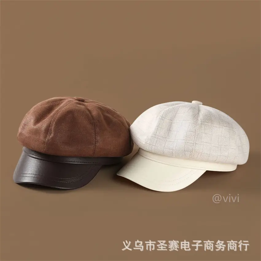 Women Duckbill Beret Hat Brown New Autumn Winter — feature 8