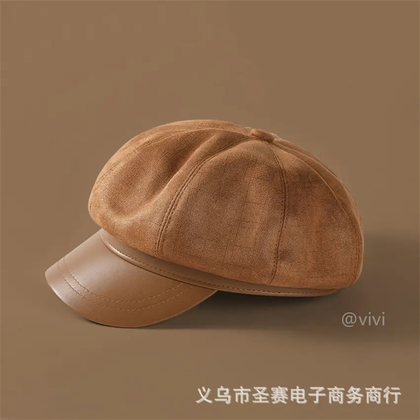 Women Duckbill Beret Hat Brown New Autumn Winter - Image 3