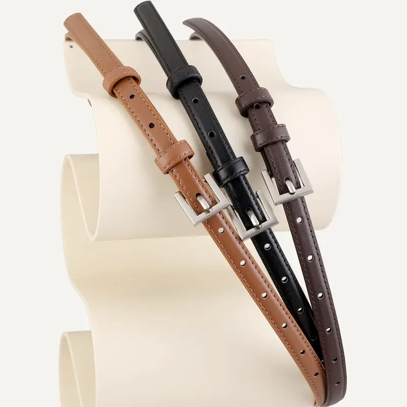 2025 Women's Slim Leather Belt with Pin Buckle - Image 5