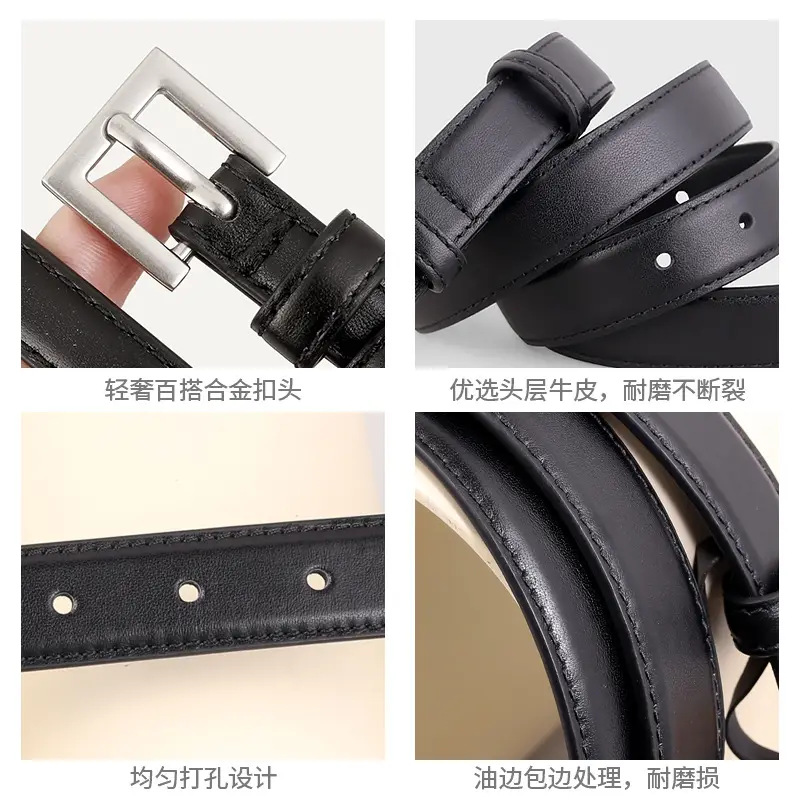 2025 Women's Slim Leather Belt with Pin Buckle - Image 7