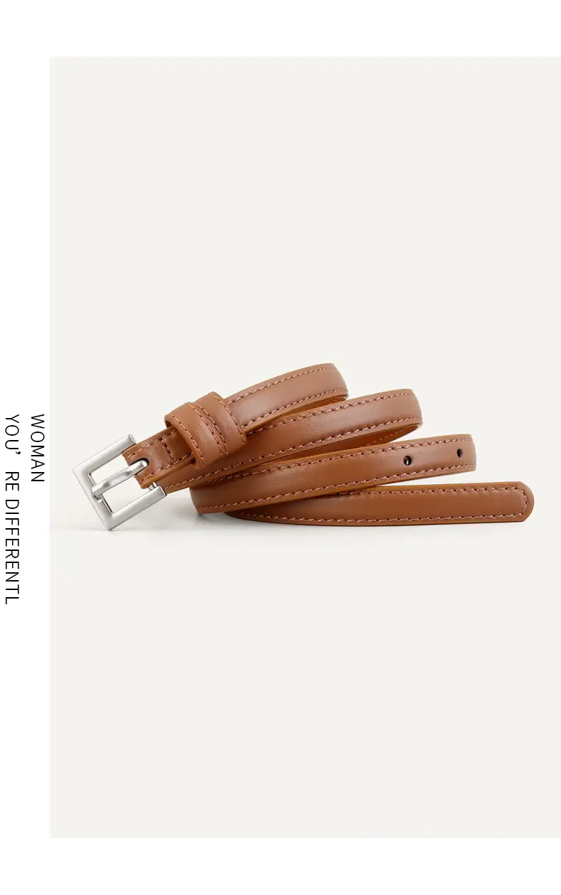 2025 Women's Slim Leather Belt with Pin Buckle — feature 12