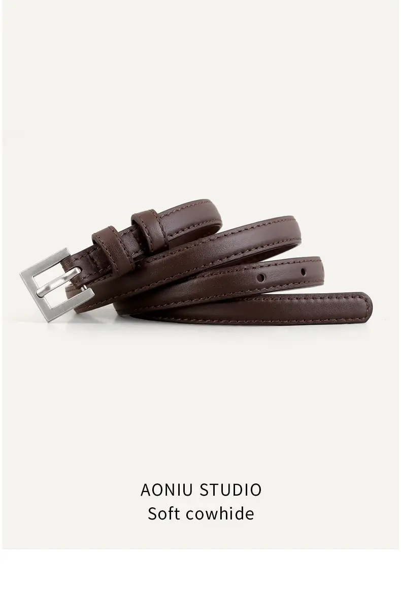 2025 Women's Slim Leather Belt with Pin Buckle — feature 13
