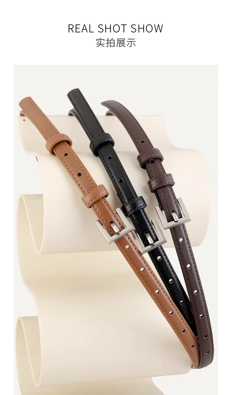 2025 Women's Slim Leather Belt with Pin Buckle — feature 14