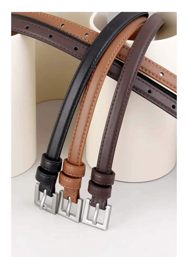 2025 Women's Slim Leather Belt with Pin Buckle — feature 15