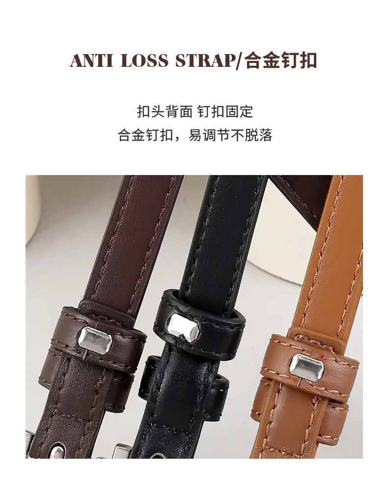 2025 Women's Slim Leather Belt with Pin Buckle — feature 7