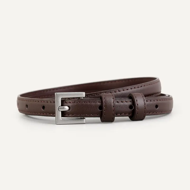 2025 Women's Slim Leather Belt with Pin Buckle - Image 2