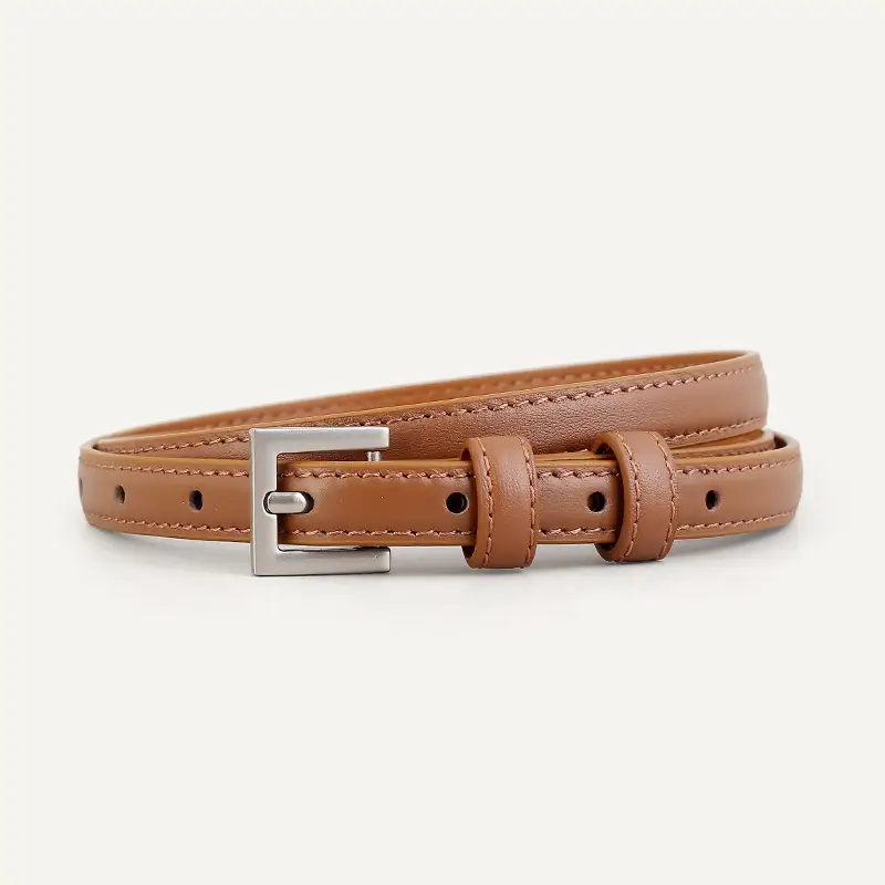 2025 Women's Slim Leather Belt with Pin Buckle - Image 3