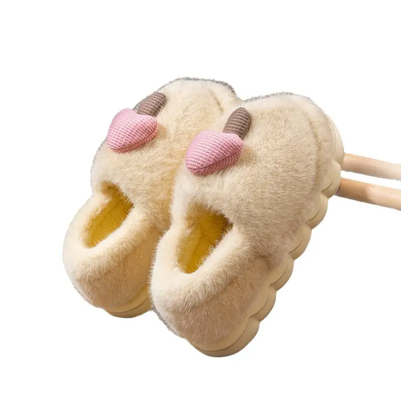 Factory Direct Sales Cute Mushroom Cotton Slippers for Women with Heels for Autumn and Winter Couples Home Plush Cotton Slippers That Can Be Worn Outside - Image 9