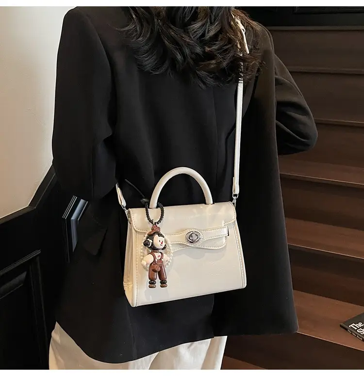 Beige Square Handbag with Cute Decor for Women — feature 11