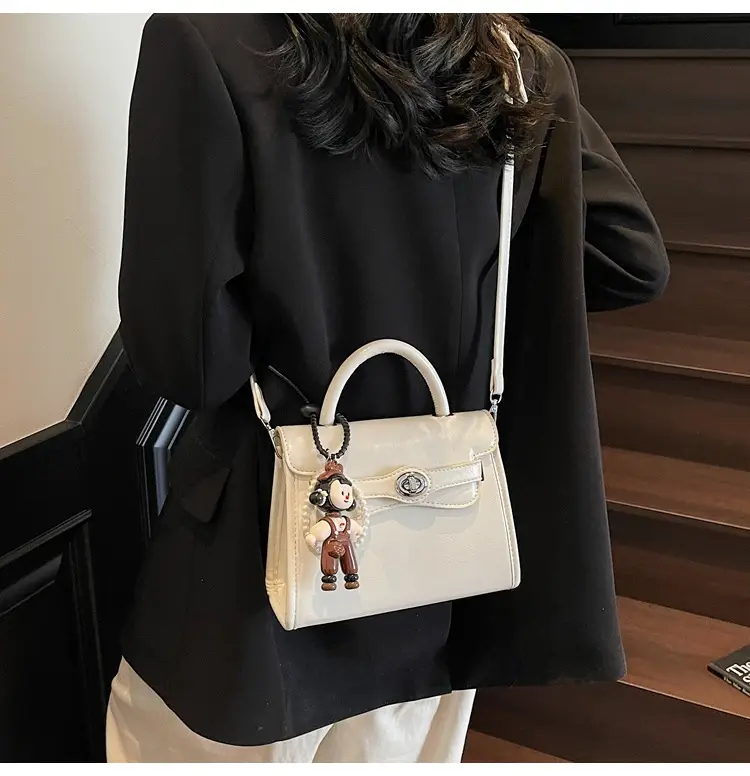 Beige Square Handbag with Cute Decor for Women — feature 12