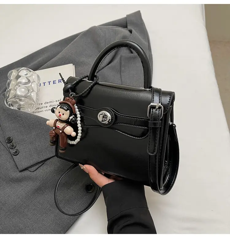 Beige Square Handbag with Cute Decor for Women — feature 25