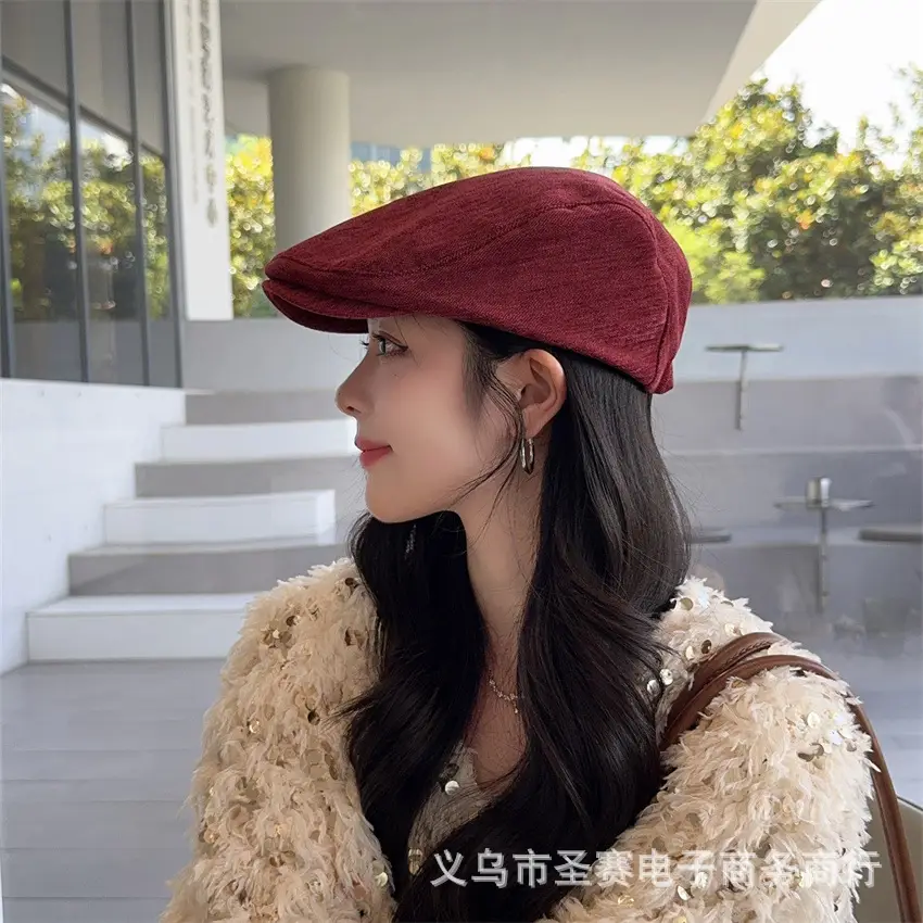 Women's Autumn Winter Beret Cap with Reverse Wearing Design - Image 6
