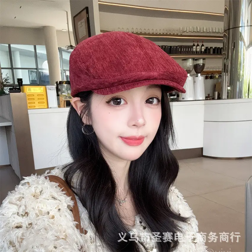 Women's Autumn Winter Beret Cap with Reverse Wearing Design — feature 13