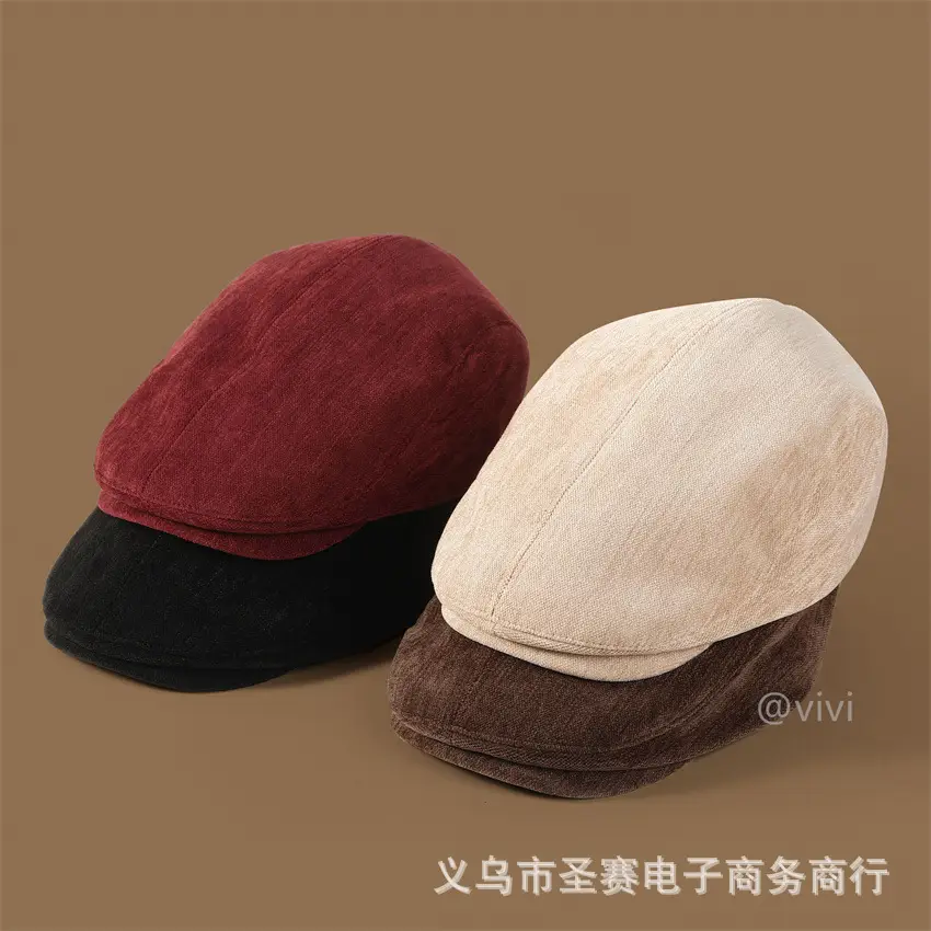 Women's Autumn Winter Beret Cap with Reverse Wearing Design — feature 3