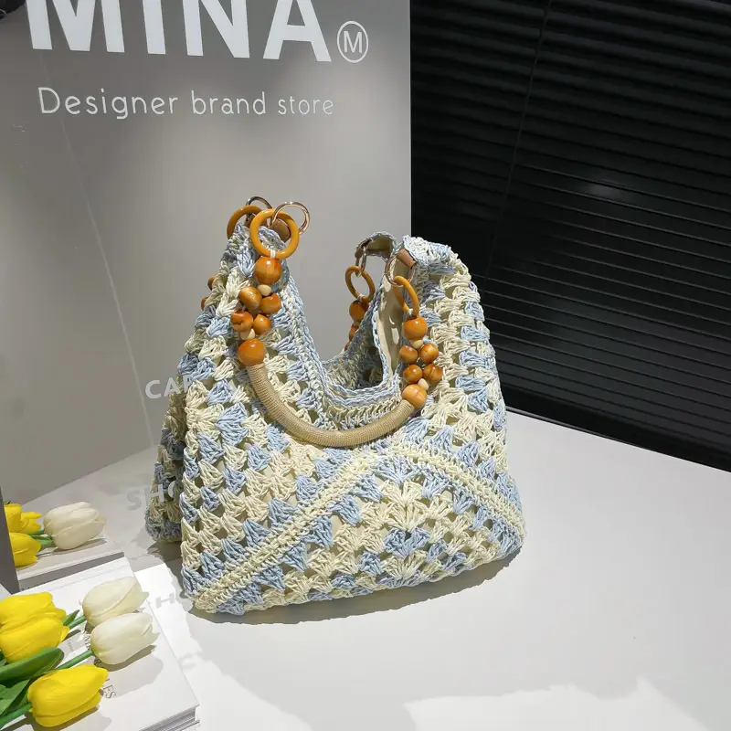 Women Straw Woven Bag Seaside Beach Hollow Shoulder Tote 2026 - Image 3
